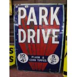 Enamel sign - Park Drive cigarettes (61cm x 91cm)