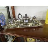 Collection of silver plate to include tea service