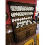 Early oak dresser with rack