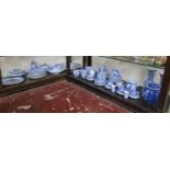 2 shelves of blue and white china, mostly Enoch Woods