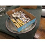 Silver plated tray & cutlery