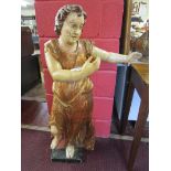 Early carved polychrome figure - Approx 106cm