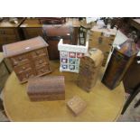 Collection of wooden boxes etc