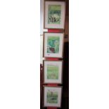 Set of 4 L/E & signed ornithological prints by Michael Warren