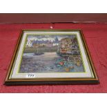 Small oil under glass - Harbour scene by Edna Grey