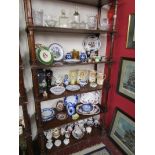5 shelves of ceramics & glass