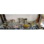 Shelf of silver plate etc