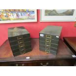 2 sets of retro metal filing drawers