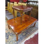 Large yew wood coffee table and another