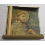 Canvas of 'St Francis of Assisi' - Possibly a woodblock print