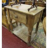 Pine table with drawer and lower tier