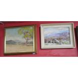 2 small oils on board - Mountain scenes (1 by Ernest Salter)