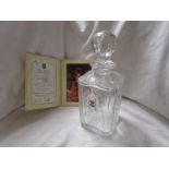 Commemorative cut glass decanter by Edinburgh Crystal with certificate 377 of 1000