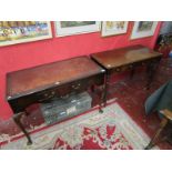 Mahogany leather top writing table & another