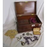 Mahogany box & contents to include ladies watch