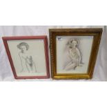 2 nudes by Henry E Foster - Pencil & charcoal