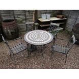 Tile top garden table and 4 chairs