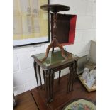 Nest of 3 tables & mahogany wine table