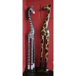 Carved animals - Zebra & Giraffe