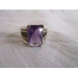 Silver & amethyst set ring