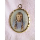 Miniature in oval gilt frame