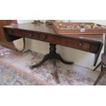 Inlaid mahogany sofa table - Approx H: 71cm x W: 125cm (unextended) x D: 66cm