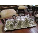 Collection of silver plate to include tea service