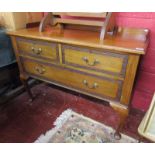 Mahogany sideboard on cabriole legs with gallery top - Approx H: 84cm x W: 115cm x D: 50cm