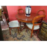 Mahogany table and set of 4 balloon back chairs - Approx table dimensions H: 73cm x W: 117cm