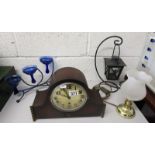 Collectables to include mantle clock and hanging lantern