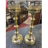 Pair of ornate brass alter sticks - Approx H: 49cm