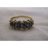 Gold sapphire and diamond set ring