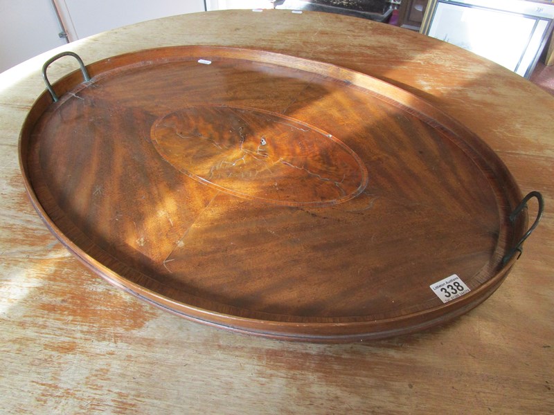 Mahogany inlaid galleried tray