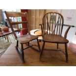 Oxford rocking chair and antique stick-back armchair