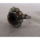 Garnet & water opal set ring