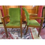 Pair of early 20thC upholstered oak armchairs