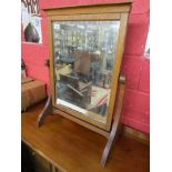 Arts & Crafts oak swing mirror with bevelled glass