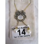 Moonstone pearl and diamond pendant on chain