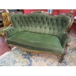 Victorian button-back mahogany framed sofa