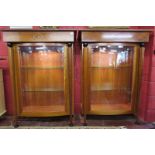 Fine pair of Art Deco style display cabinets with bevelled glass & interior lights (H: 144cm W: