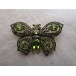 Peridot & diamond butterfly brooch