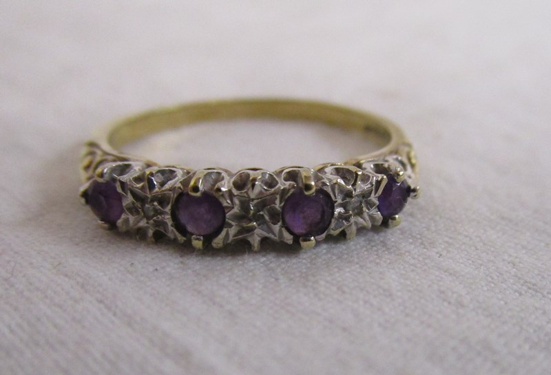 Gold amethyst & diamond set ring