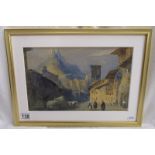 Sant'Ambrogio di Torino - Watercolour on paper dated September 1845 on verso - 22.5 x 35.1 cm -