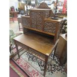 Interesting & finely carved Victorian oak desk