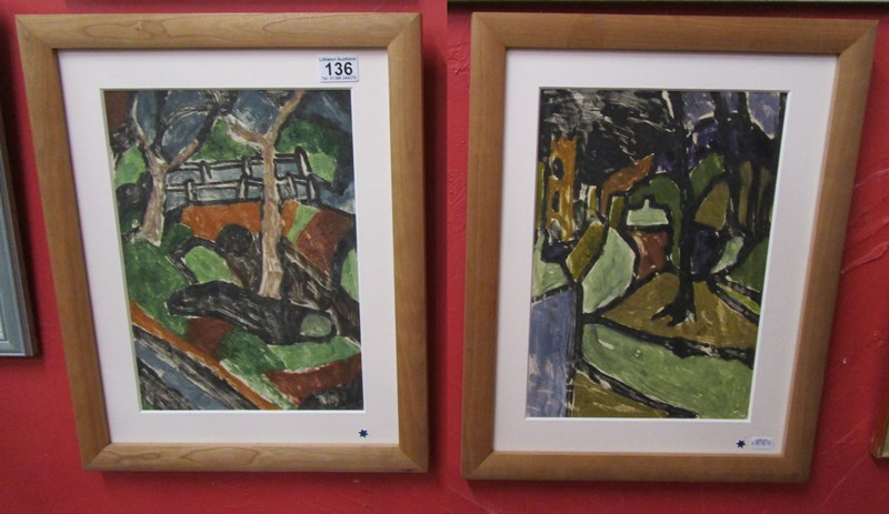 Wright, Brigid (1939 - 2000) - Pair of lithographs - 24cm x 34cm each