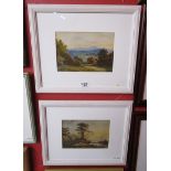 Unknown artist - Pair of landscapes - Conwy Castle & Mountainous landscape