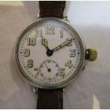 WWI Sergeants silver trench watch - Marked A COX 29/07/17