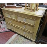 Victorian pine chest of 2 over 2 drawers (H: 75cm W: 105cm D: 45cm)