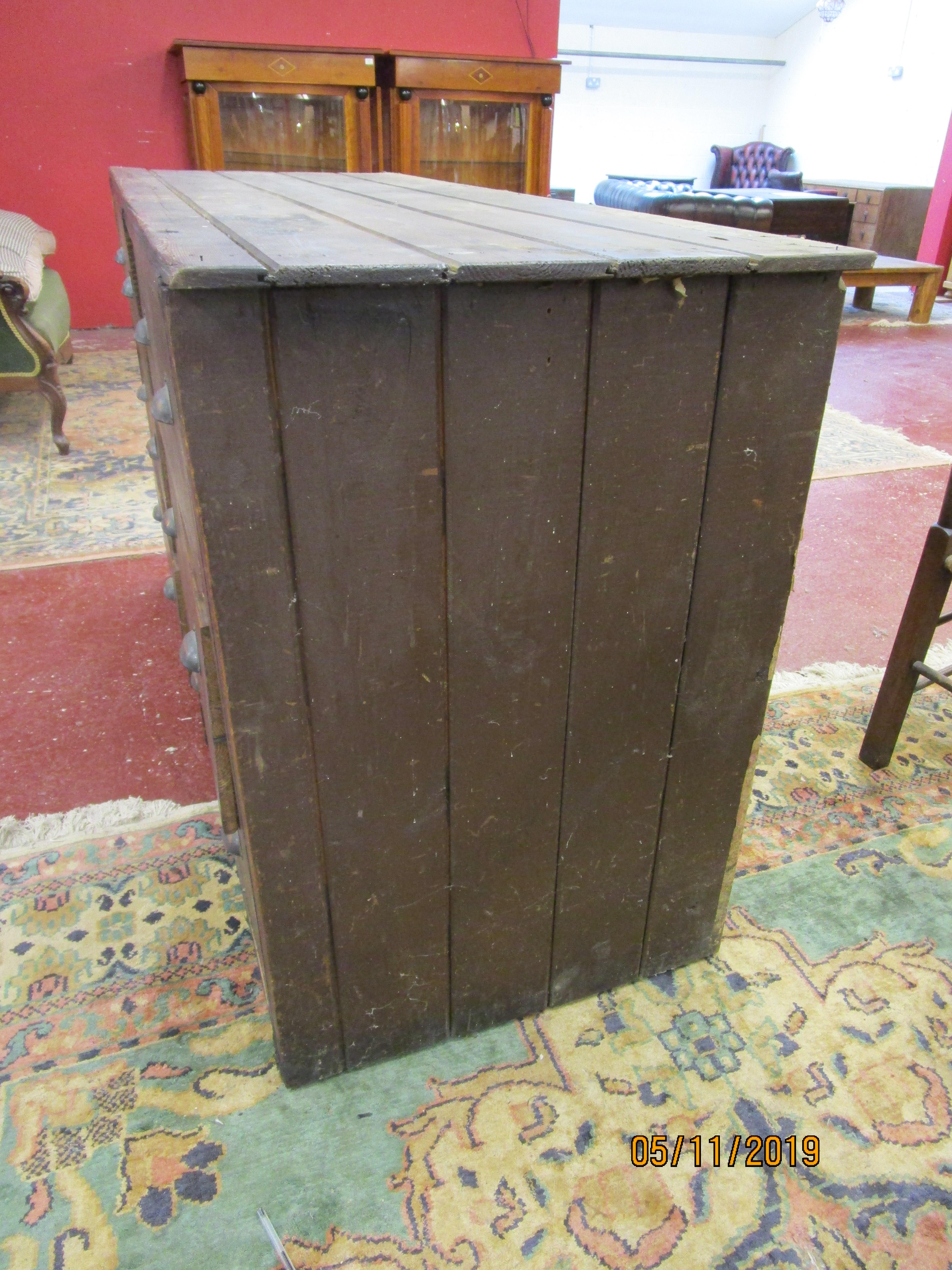 Large Victorian bank of six haberdashery drawers (H: 98cm W: 167cm D: 64cm) - Image 3 of 4