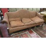 Mahogany framed settee on ball and claw feet A/F